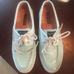 Sperry's Top-Siders Light Blue Sequined 7.5
